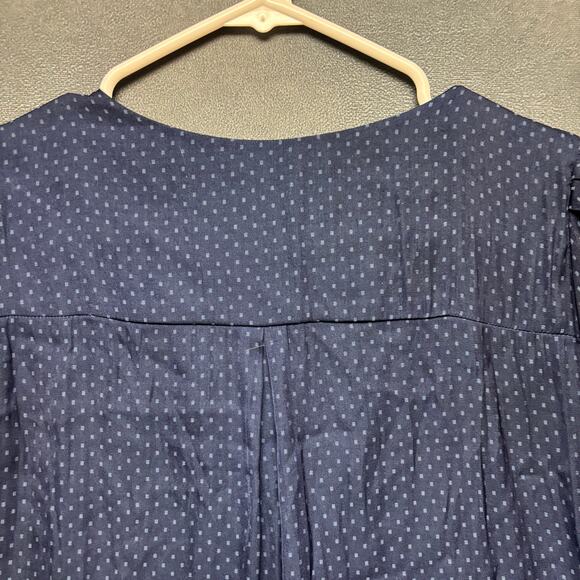 H&M Navy Dotted Sheer Button Front Blouse Size 10 Blue Work Business Office - Picture 10 of 11